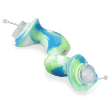 Custom musician earplugs with acoustic filters.