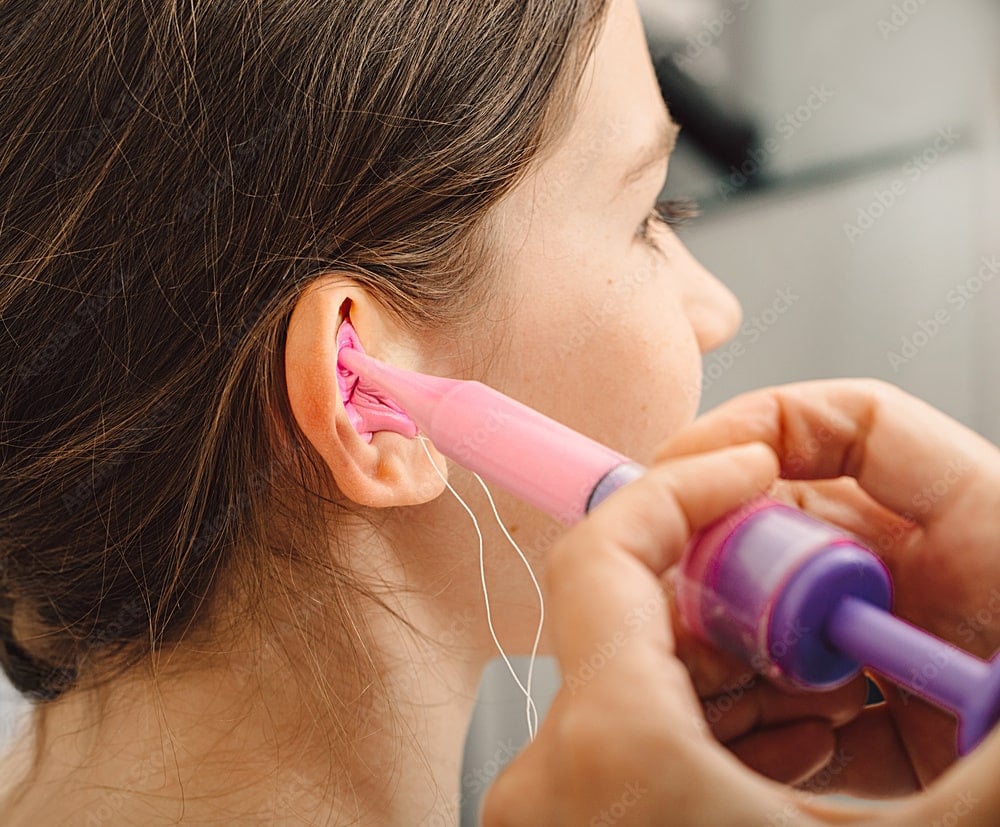 Custom-molded earplugs for hearing protection.